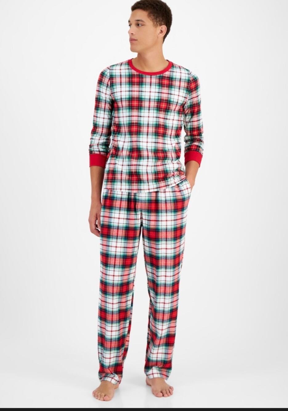 Holiday Lane Men Small Red Green Plaid Cotton Matching Family Pajama Set